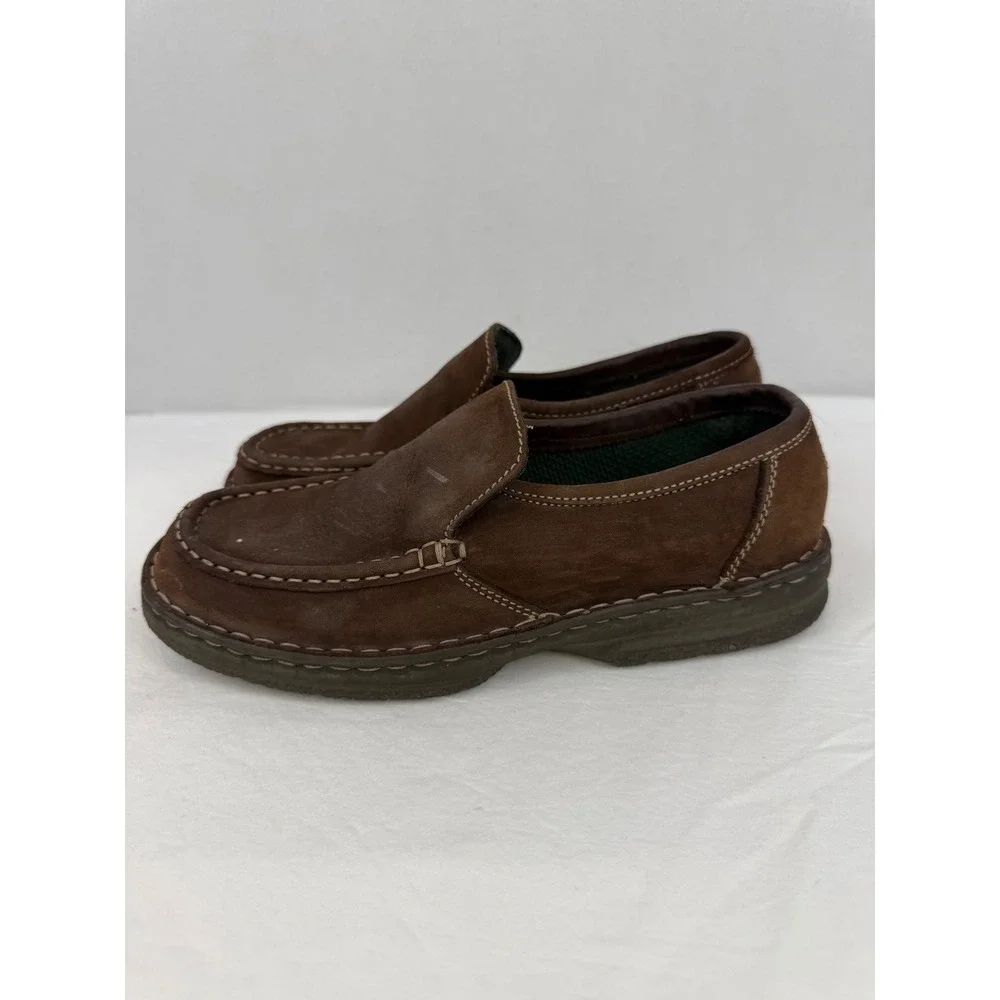 GH Bass & Co Womens Brown Suede Leather Slip On Loafers Moc Toe Shoes Size 8.5 M